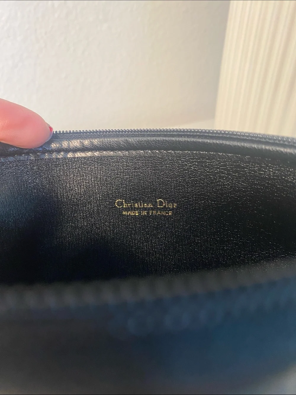Dior Black Canvas Cosmetic Pouch with Gold Accent